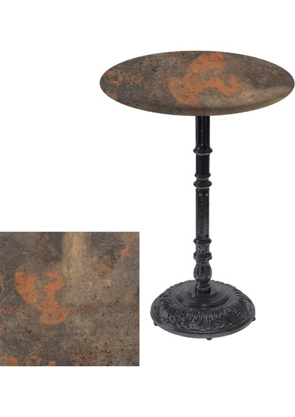 Bistro Döküm Masa (ÇIPA-6075 Werzalit Yuvarlak Q 70CM) - Metalic Oxid 1