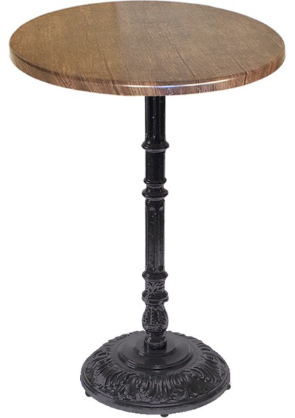 Bistro Döküm Masa (ÇIPA-6075 Werzalit Yuvarlak Q 70CM) - Rustic Dark