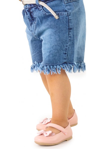 Taşlı Cırtlı Kız Çocuk Fiyonklu Babet Ayakkabı Ege 204 Cilt Pudra modelleri