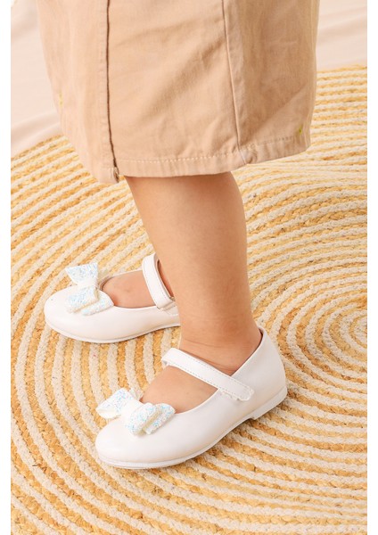 Babe Cilt Cırtlı Fiyonklu Kız Çocuk Babet Ayakkabı