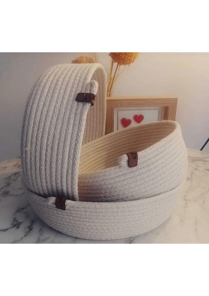 Çok Amaçlı 3lü Sepet, Jüt Ip Örme Sepet, Dekoratif Sepet Set, Hasır Sepet Set, Pamuk Ip Beyaz Banyo fiyatları