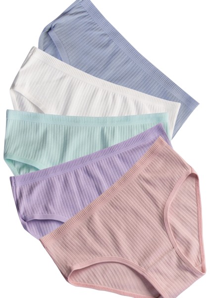 Pamuklu Kadın Fitilli Külot 5 Li Set Paket Slip Normal Bel indirimleri