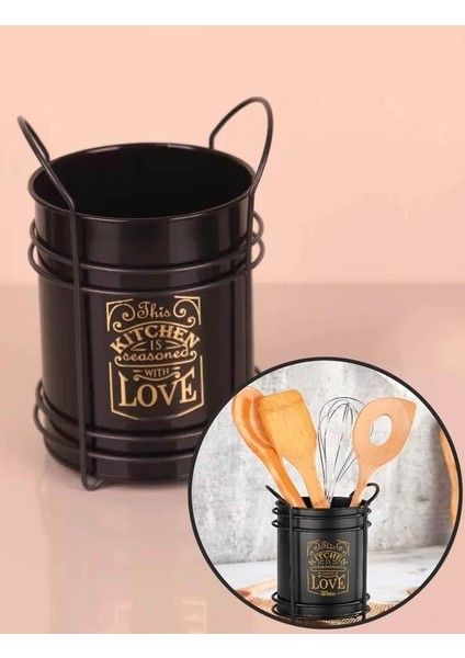 Zhlhome Siyah Standtlı Kaşıklık Organizer Kitchen Love