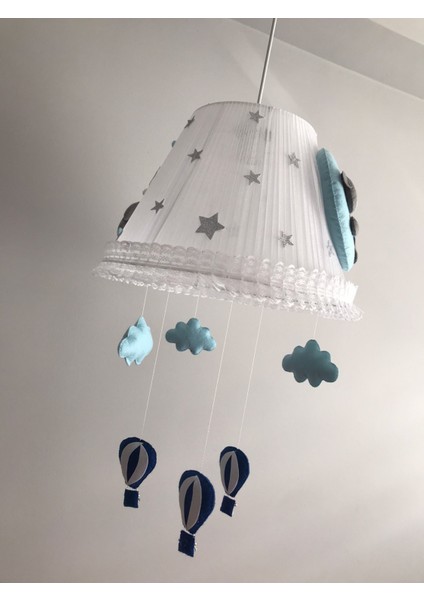 Bebek Çocuk Odası Avize Ay Ayıcık Mavi Lacivert Gri Balonlu fiyatları