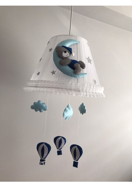 Bebek Çocuk Odası Avize Ay Ayıcık Mavi Lacivert Gri Balonlu modelleri