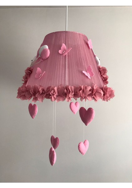 Bebek Çocuk Odası Avize Tavşan Gül Kurusu Kalpli modelleri