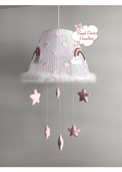 Bebek Çocuk Odası Avize Gökkuşağı Açık Pembe Yıldız Mor Sarı fiyatları