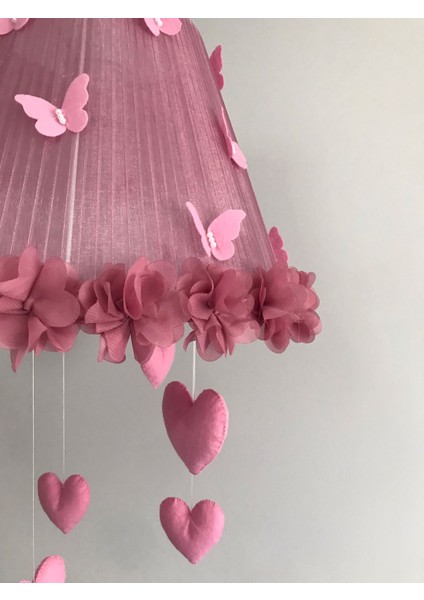 Bebek Çocuk Odası Avize Gül Kurusu Tül Sarma Çiçek Kalpli Kelebekli fiyatları