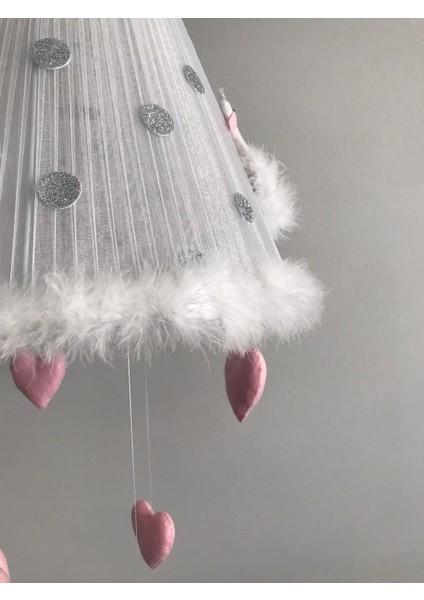 Bebek Çocuk Odası Avize Kuğu Gümüş Açık Pembe Kalp fırsatları