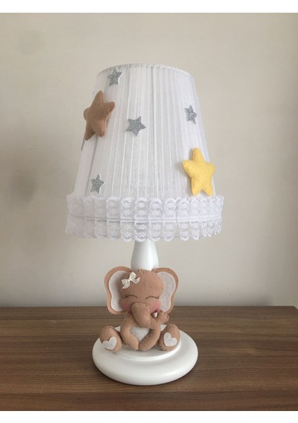 Bebek Çocuk Odası Avize Abajur Fil Kahve Krem Sarı Balonlu