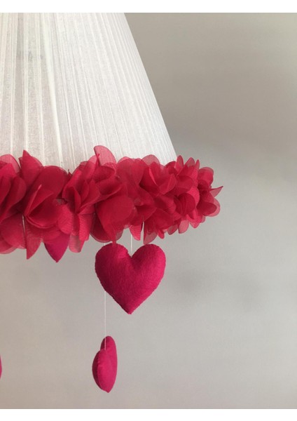 Bebek Çocuk Odası Avize Beyaz Tül Sarma Fuşya Pembe Çiçek Kalpli modelleri
