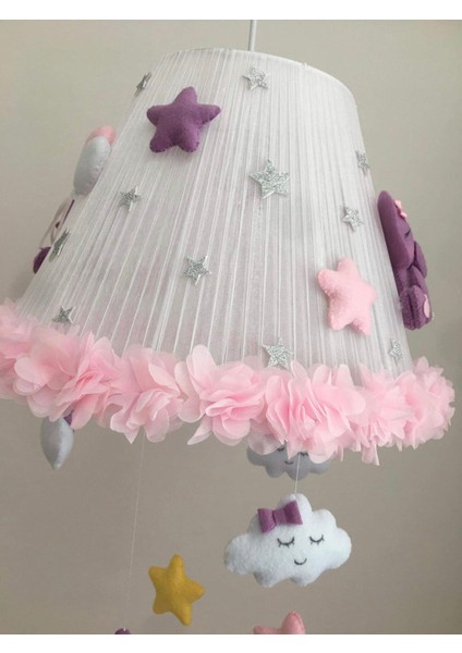 Bebek Çocuk Odası Avize Fil Lila Açık Pembe Sarı Beyaz modelleri