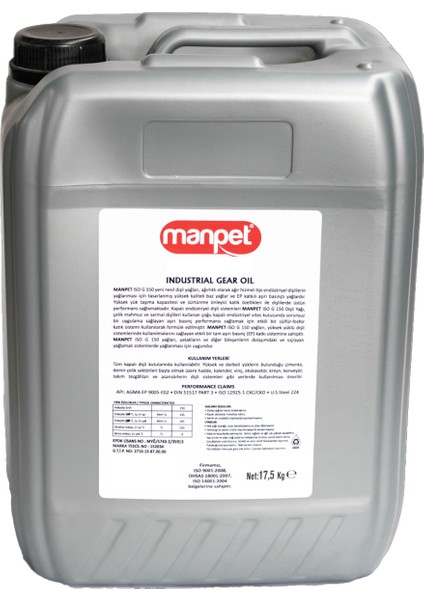 Tullia Industrial Gear Oil Iso G 1500 - 17.50 kg - Kapalı Sistem Dişli Yağı
