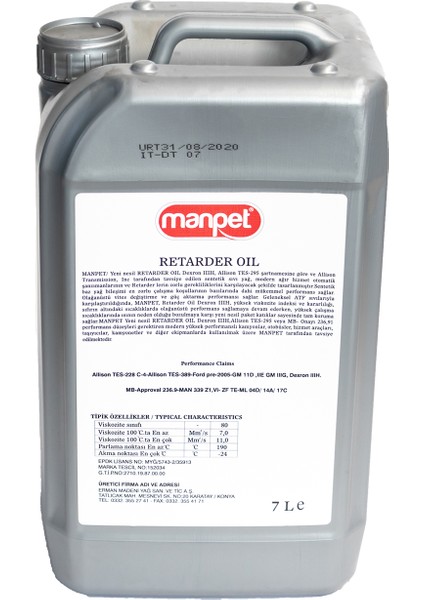 Tullia Retarder Oil Retarder Yağı 7 lt