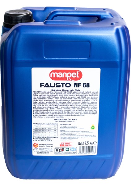 Fausto Synthetic Kompresör Yağı Iso 68 - 9 Lt