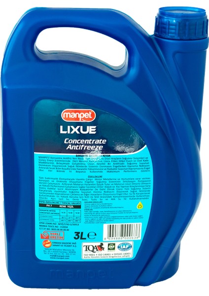 Lixue Concentrate Antifriz - 3 Lt - Konsantre Mavi Antifriz