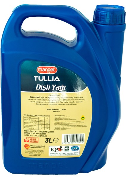Tullia Dişli Yağı 90 Gl-I - 3 Lt - Şanzıman Diferansiyel Yağı modelleri