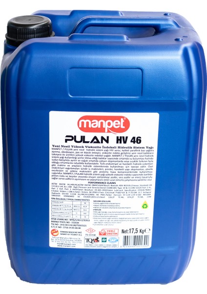 Pulan Hidrolik Sistem Yağı 46 - 14 kg - Plastik Bidon