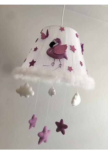 Bebek Çocuk Odası Avize Filamingo Mor Yıldızlı