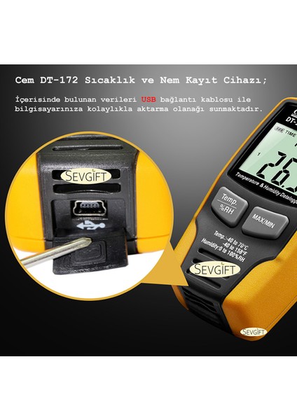 C.e.m DT-172 Sıcaklık ve Nem Kayıt Cihazı