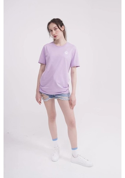 23SCTS232U Pati Nakışlı Bisiklet Yaka Lila Tshirt indirimleri