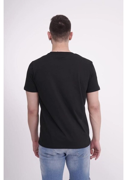 23SCTS223U Çapa Nakışlı Bisiklet Yaka Siyah Tshirt fırsatları