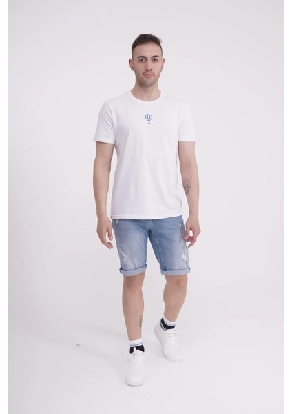 23SCTS240U Uçan Balon Nakışlı Bisiklet Yaka Beyaz Tshirt fiyatları