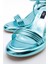 Posse Bebe Mavi Metalik Kadın Topuklu Ayakkabı 4
