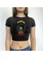 Rock Serisi Guns N' Roses Logo Baskılı Siyah Crop 1