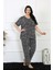 Kadın Büyük Beden Kısa Kol Pijama Takım 75011 2