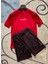Kappa Kumaş El Yazısı Baskılı Erkek Spor Şort Tshirt Eşofman Takımı 1