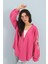 Kimono Reglan Kol Nakışlı Keten Fuşya 1
