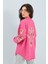 Kimono Reglan Kol Nakışlı Keten Fuşya 4