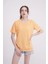23SCTS223U Çapa Nakışlı Bisiklet Yaka Turuncu Tshirt 2