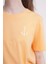 23SCTS223U Çapa Nakışlı Bisiklet Yaka Turuncu Tshirt 4