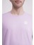 23SCTS232U Pati Nakışlı Bisiklet Yaka Lila Tshirt 2