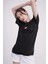 23SCTS240U Uçan Balon Nakışlı Bisiklet Yaka Siyah Tshirt 3