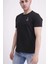23SCTS223U Çapa Nakışlı Bisiklet Yaka Siyah Tshirt 3