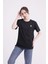23SCTS235U Puzzle Nakışlı Bisiklet Yaka Siyah Tshirt 1