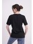 23SCTS235U Puzzle Nakışlı Bisiklet Yaka Siyah Tshirt 4