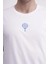 23SCTS240U Uçan Balon Nakışlı Bisiklet Yaka Beyaz Tshirt 3