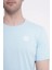 23SCTS233U Pati Nakışlı Yaka Açık Mavi Tshirt 3