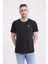 23SCTS228U Palmiye Nakışlı Bisiklet Yaka Siyah Tshirt 1