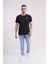 23SCTS228U Palmiye Nakışlı Bisiklet Yaka Siyah Tshirt 2