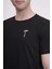 23SCTS228U Palmiye Nakışlı Bisiklet Yaka Siyah Tshirt 3