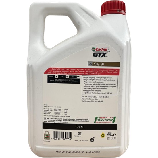 Castrol Gtx Lpg W Litre Motor Ya Retim Y L Fiyat