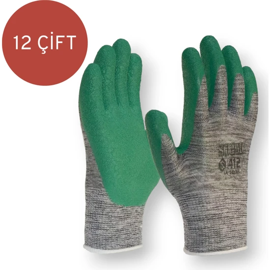 Sigma 412 Kaliteli Polyester Örme Lateks Eldiven, Kaymaz Eldiven,  Iş Eldiveni - 12 Çift