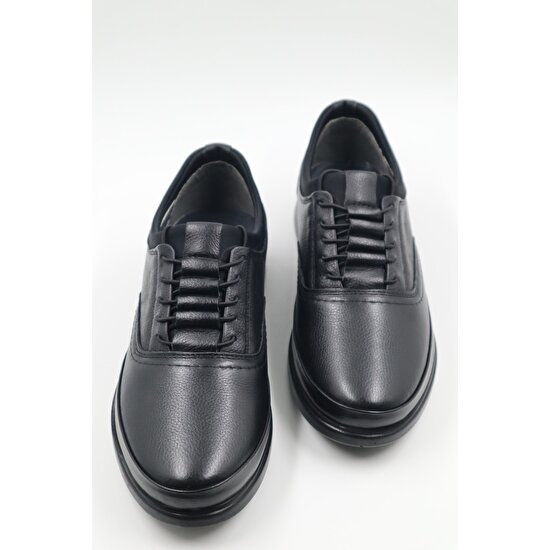 Nazenin Tasarımlar Erkek Iç Dış Deri Ultra Rahat Hafif Mevsimlik Siyah Günlük Ayakkabı