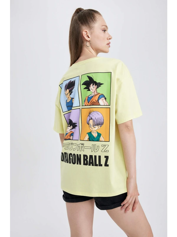 DeFacto Coool Dragon Ball Oversize Fit Sırt Baskılı Kısa Kollu %100 Pamuk Tişört A8520AX23SM