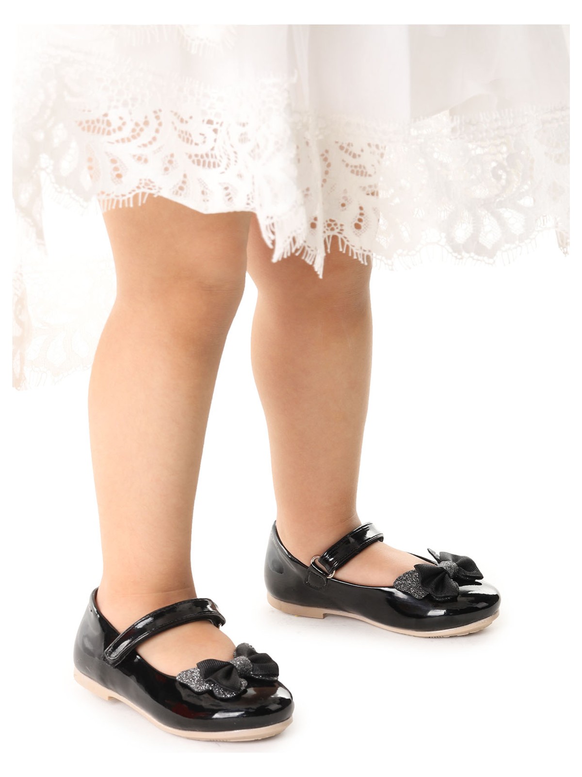 Kiko Kids Taşlı Cırtlı Kız Çocuk Fiyonklu Babet Ayakkabı Ege 204 Rugan Kırmızı - Görsel 5